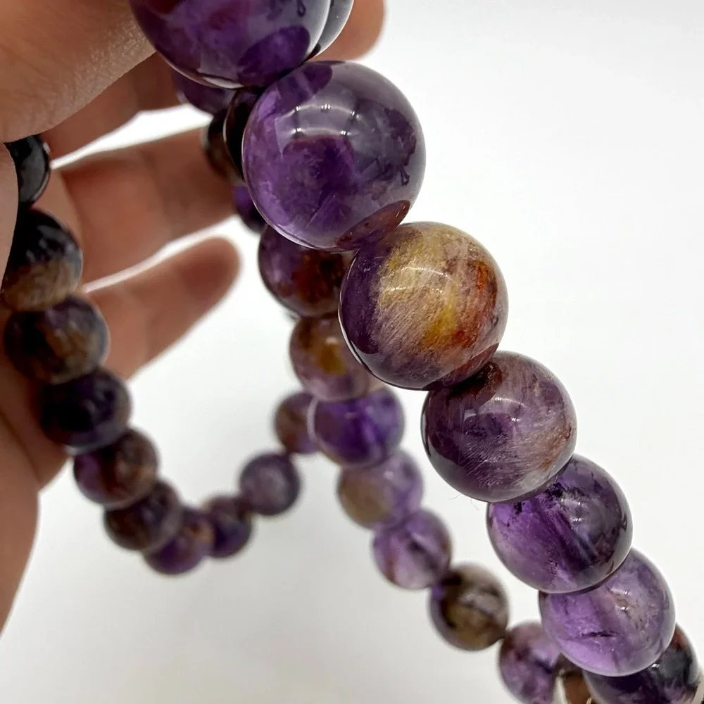 D'Joy‎ 925 Silver Sacred Seven Cacoxenite Amethyst Beaded Necklace 20